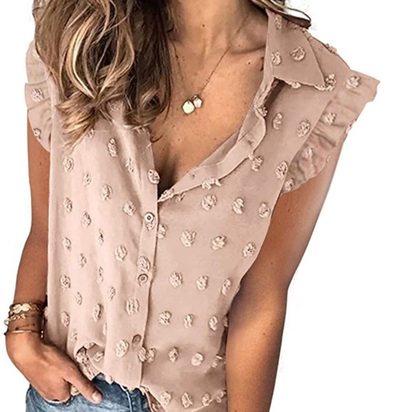 AlvaQ Women's Chiffon Blouses Long Sleeve Button Down Pom Pom Shirts Tops - Picture 1 of 3